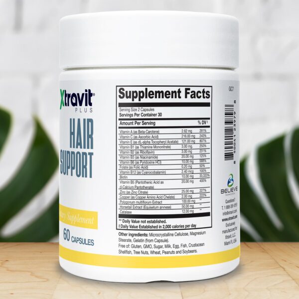 Etiqueta frontal de Xtravit Hair Support