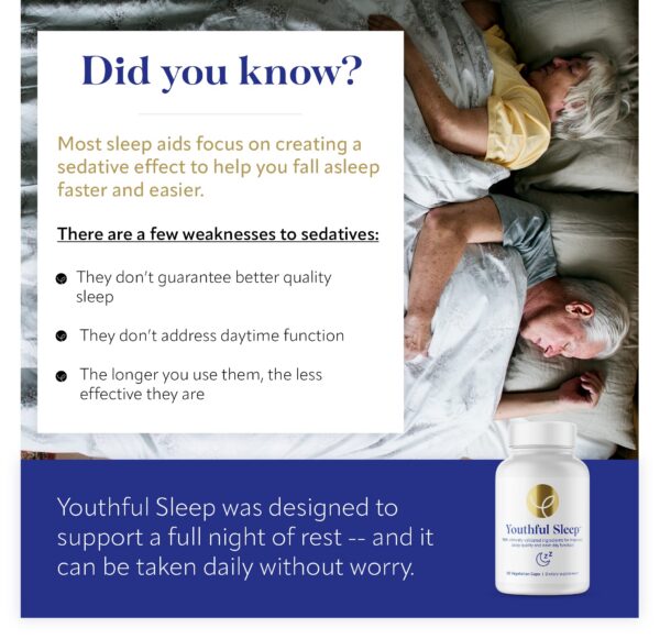 Etiqueta frontal Youthful Sleep suplemento sin melatonina