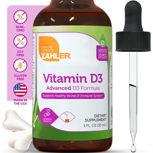 Etiqueta frontal suplemento de vitamina d3 líquida zahler