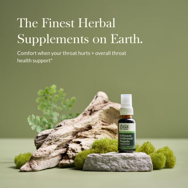 Etiqueta Gaia Herbs spray garganta equinácea y propóleos