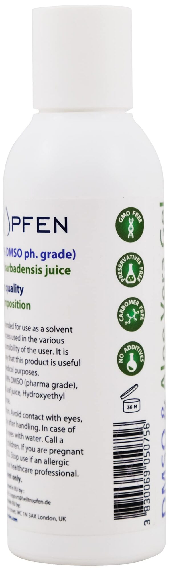 Etiqueta producto Gel DMSO Heiltropfen aloe vera
