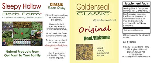 Cerca de etiquetado de Goldenseal tintura raíz Hydrastis Canadensis 4 oz