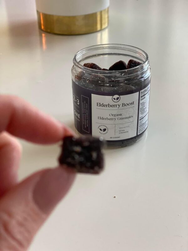 Etiqueta gomitas Elderberry Boost alta potencia