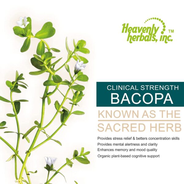 Etiqueta Gotas Bacopa Heavenly Herbals mejora concentración y foco
