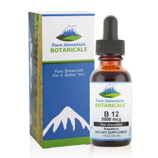 Etiqueta gotas vitamina b12 pure mountain botanicals 5000 mcg kosher