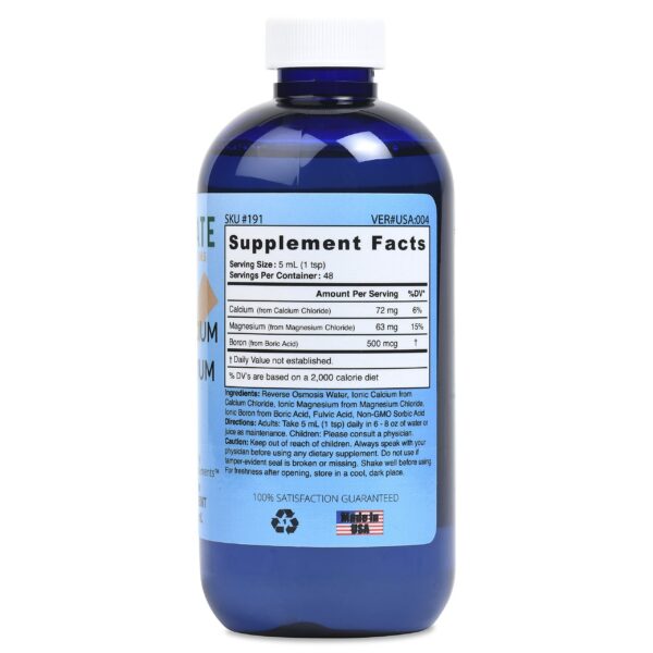 Etiqueta y gotero de calcio magnesio líquidos iónicos