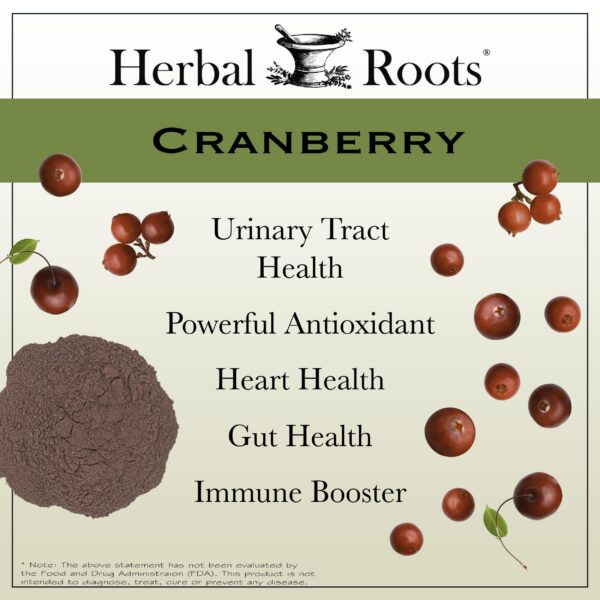 Etiqueta Herbal Roots cápsulas arándano extra fuertes