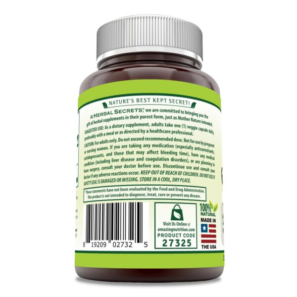 Etiqueta Herbal Secrets Ginkgo Biloba doble fuerza 120 cápsulas