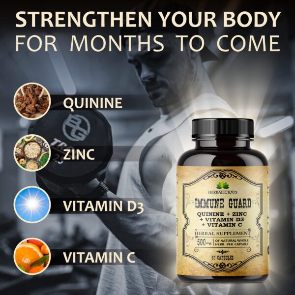 Version 1.0.0 Etiqueta frontal suplemento HERBALICIOUS quinina y vitaminas C D3 zinc