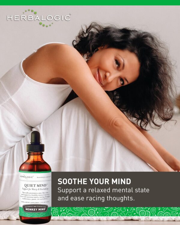 Etiqueta del producto Herbalogic Quiet Mind mezcla de hierbas naturales