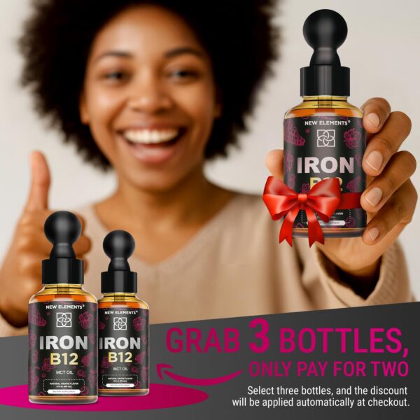 Etiqueta de producto hierro líquido B12