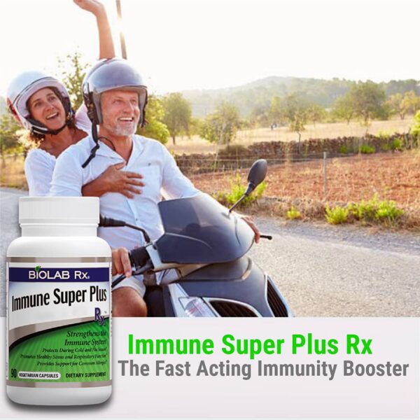 Etiqueta frontal Immune Super Plus Rx suplemento natural para el sistema inmunológico