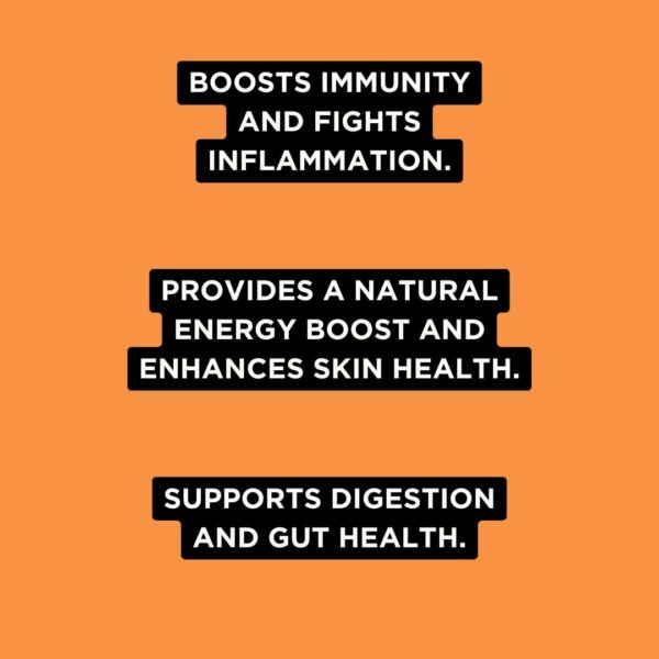 Etiqueta con información de Fighter Shots jugo prensado frío