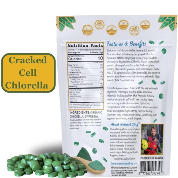 Etiqueta información NaturalZing Chlorella Spirulina