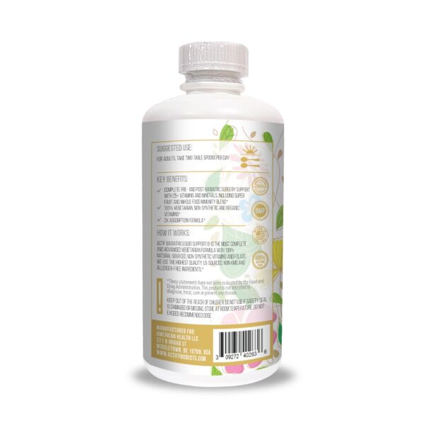 Etiqueta de Soporte Líquido Bariátrico con información nutricional