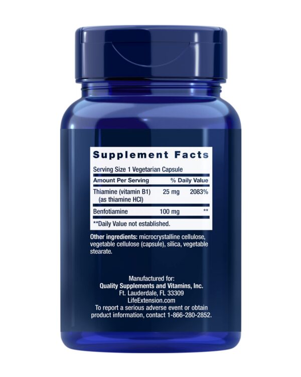 Etiqueta de ingredientes Benfotiamina Life Extension