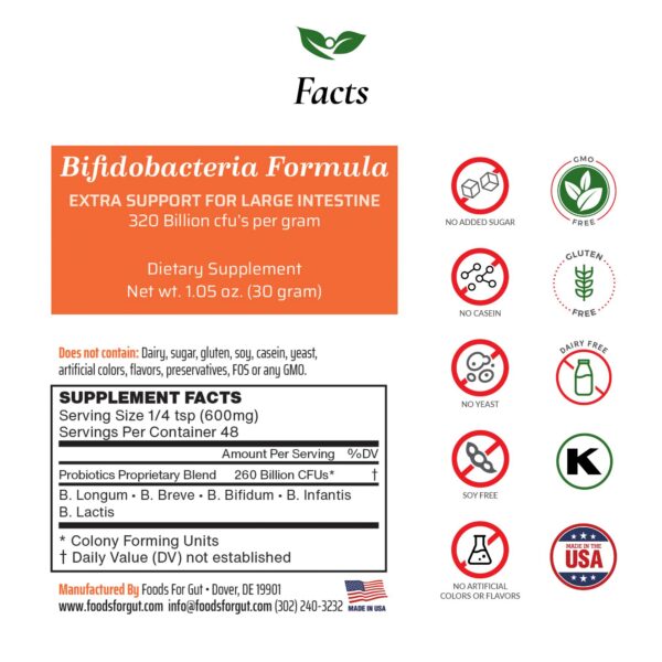 Etiqueta de ingredientes Foods For Gut probiótico