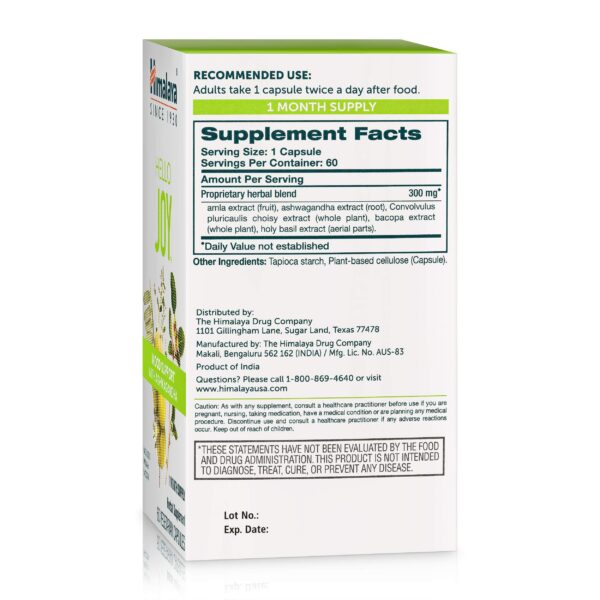 Version 1.0.0 Etiqueta con ingredientes herbales de Himalaya Hello Joy