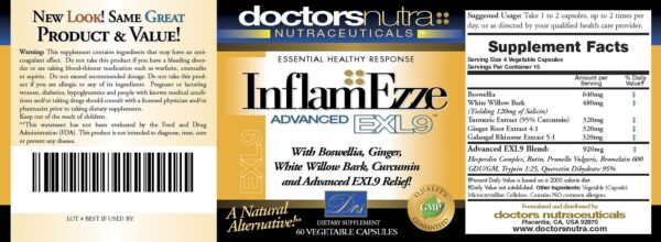 Etiqueta con ingredientes InflamEzze Doctors Nutra