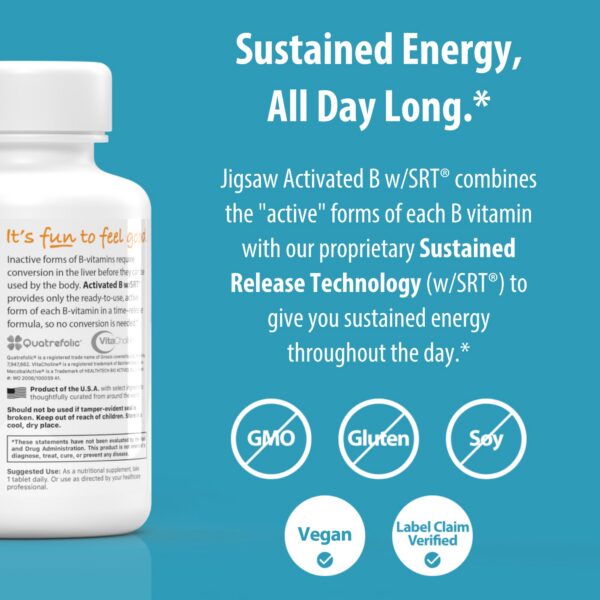 Etiqueta ingredientes Jigsaw Health Activated B con SRT