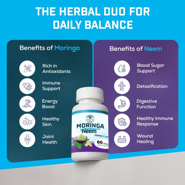 Etiqueta de ingredientes Neem y Moringa