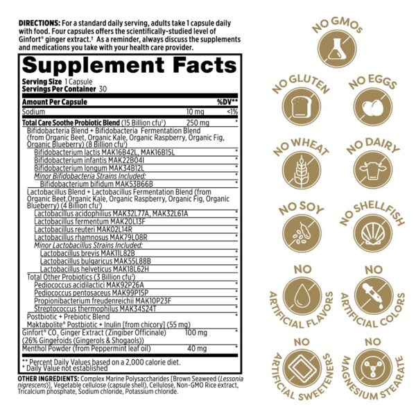 Etiqueta con ingredientes Probulin Total Care Soothe