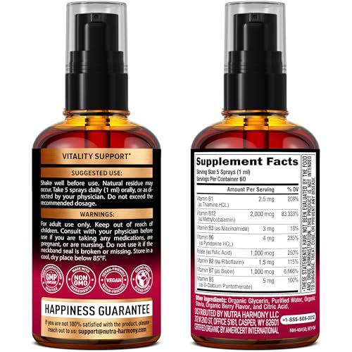 Etiqueta ingredientes spray vitamina B complejo Nutraharmony