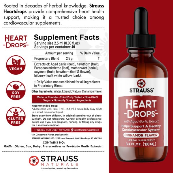 Etiqueta ingredientes Strauss Naturals Heartdrops herbal