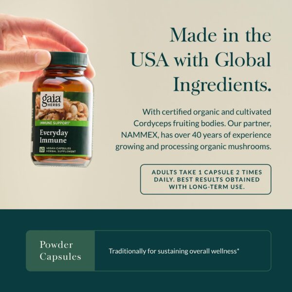 Etiqueta con ingredientes suplemento Gaia Herbs Everyday Immune