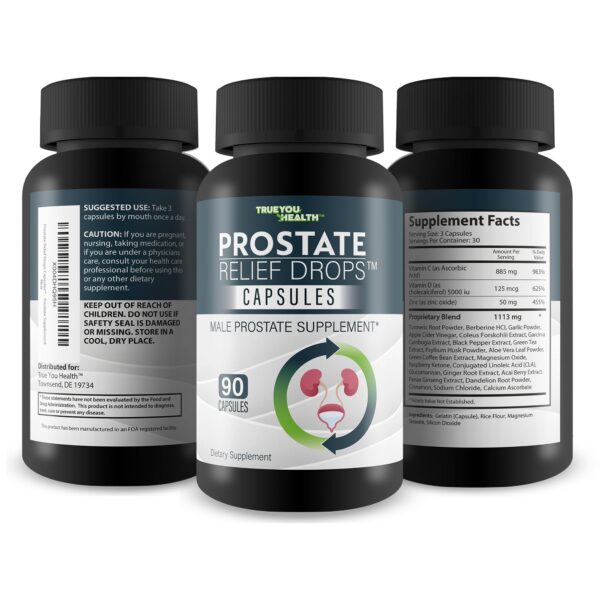 Etiqueta con ingredientes de suplemento prostático natural