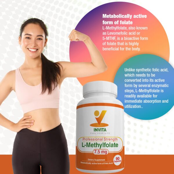 Etiqueta INVITA L-metilfolato para salud y energía