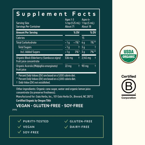 Version 1.0.0 Etiqueta jarabe orgánico saúco negro certificación USDA