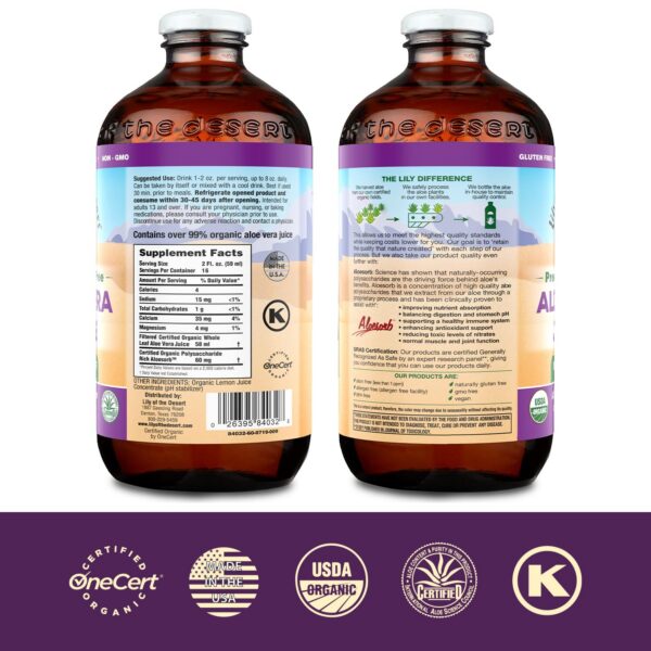 Etiqueta del jugo de aloe vera Lily Of The Desert