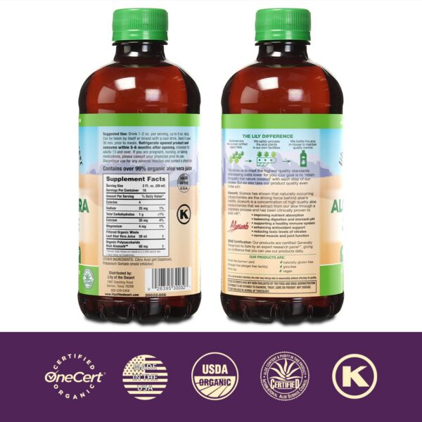 Etiqueta jugo aloe vera Lily of the Desert beneficios digestivos