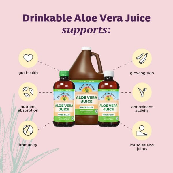 Etiqueta del jugo de aloe vera Lily of the Desert con vitaminas naturales