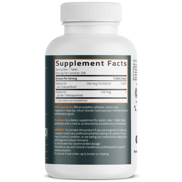 Etiqueta K2 MK-7 D3 en frasco