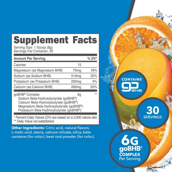 Etiqueta de Ketologic Keto BHB con información nutricional