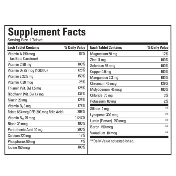 Version 1.0.0 Etiqueta Kirkland multivitamínico Mature Multi para mayores de 50 años