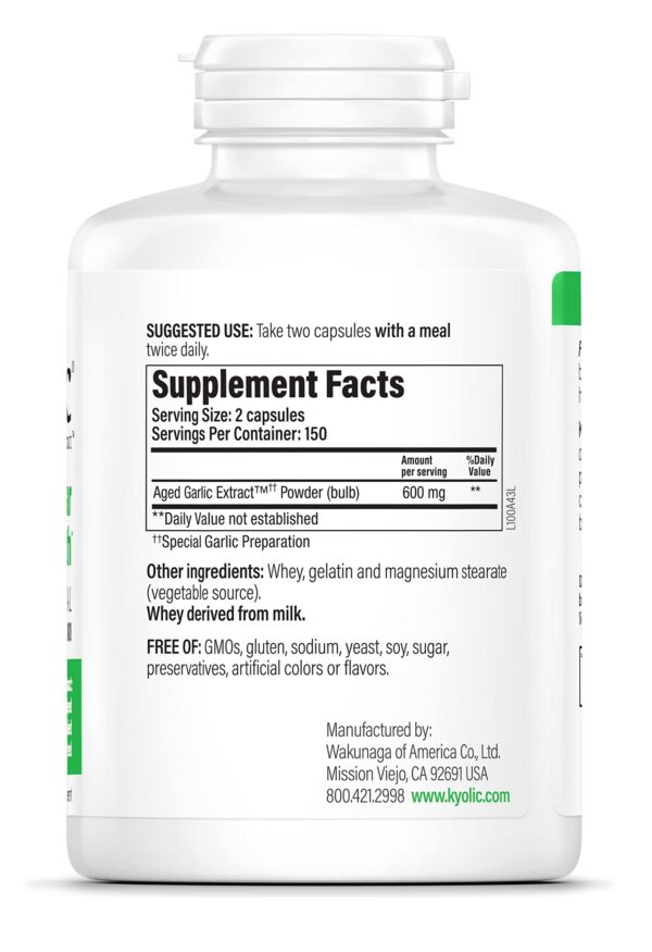 Etiqueta frontal Kyolic ajo envejecido Fórmula 100