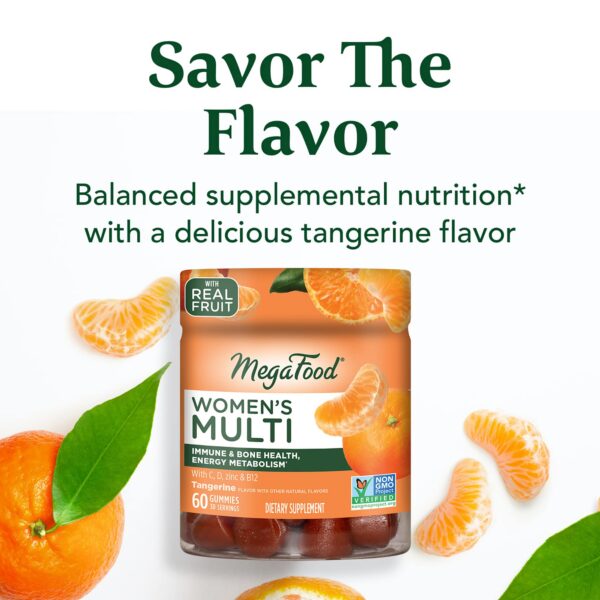 Etiqueta lateral multivitaminas MegaFood mujer 60 gomitas