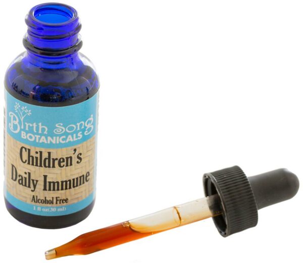 Etiqueta lateral del producto tintura herbal inmunidad infantil