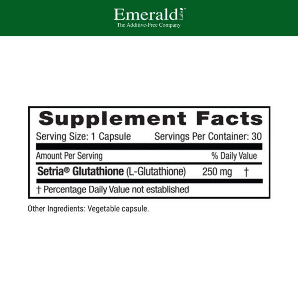 Version 1.0.0 Etiqueta lateral Setria L-Glutatión Emerald Labs