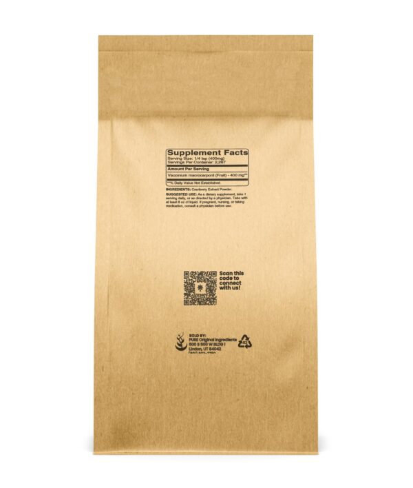 Etiqueta lateral del suplemento de arándano en polvo