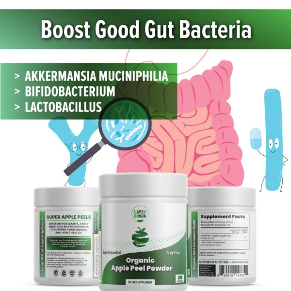 Etiqueta Layer Origin polvo orgánico cáscara de manzana natural