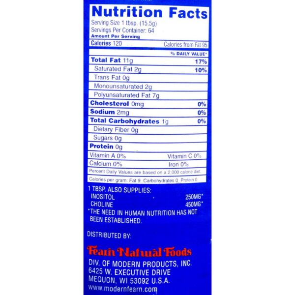 Etiqueta del envase Lecitina líquida Fearns Fearn