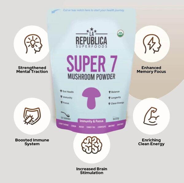 Etiqueta LRLA SUPERFOODS Super 7 extracto hongos