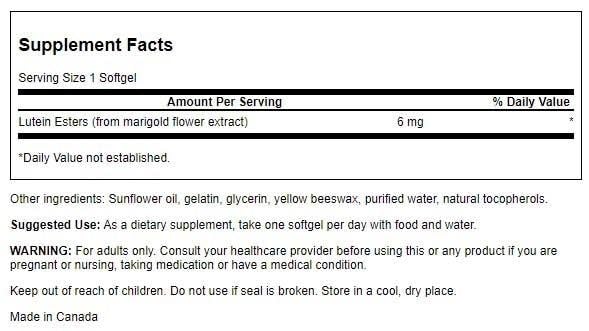 Version 1.0.0 Etiqueta de luteína Swanson