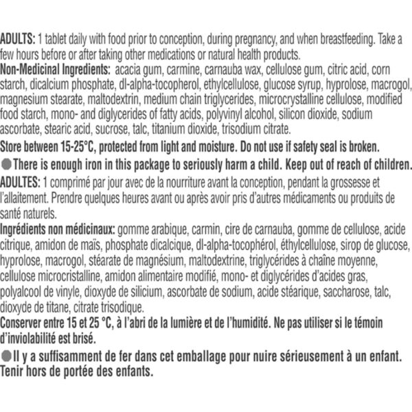 Etiqueta de Materna Nestlé suplemento prenatal y postnatal