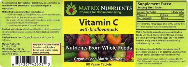 Version 1.0.0 Etiqueta Matrix Nutrients Vitamina C Bioflavonoides