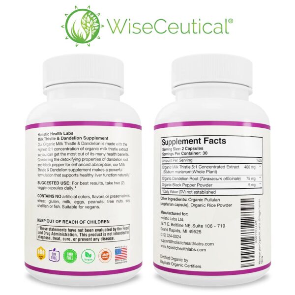 Etiqueta Max Absorption cardo mariano orgánico 60 cápsulas